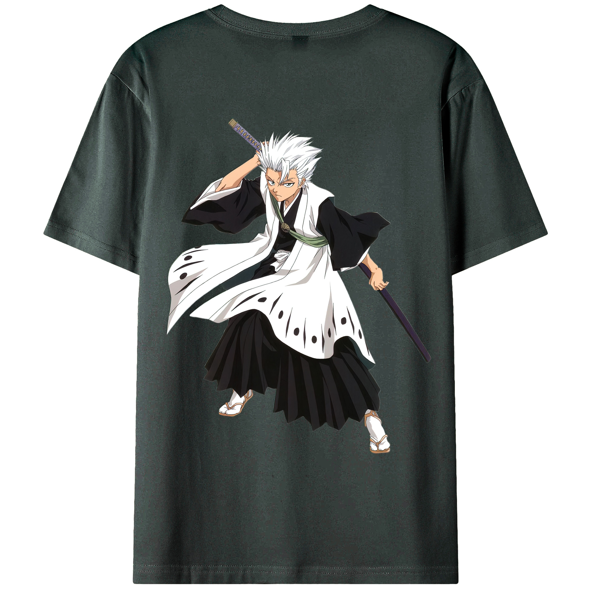 （画像用） ブリーチ 日番谷冬獅郎（ひつがや とうしろう） BLEACH Hitsugaya Toushirou 綿100％ メンズ半袖Tシャツ（バックプリント） 通気性
